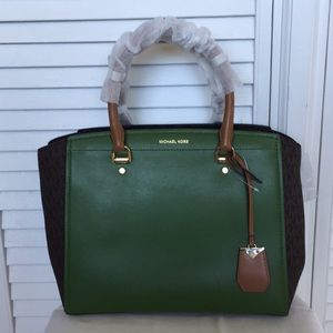 Michael Kors Two-Tone Leather Satchel-Bennings